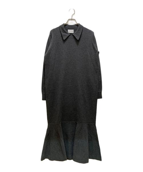 UNITED ARROWS（ユナイテッドアローズ）UNITED ARROWS (ユナイテッドアローズ) ニットペプラムロングワンピース グレー サイズ:38の古着・服飾アイテム