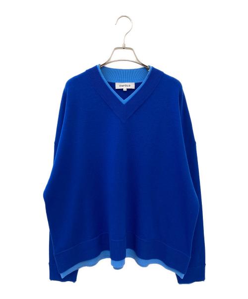 ENFOLD（エンフォルド）ENFOLD (エンフォルド) FAKE-LAYERED PULLOVER ブルー サイズ:38の古着・服飾アイテム