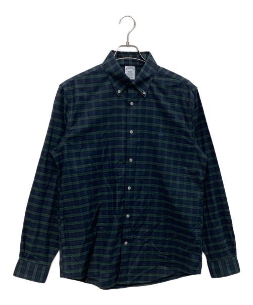 BROOKS BROTHERS（ブルックスブラザーズ）BROOKS BROTHERS (ブルックスブラザーズ) ストレッチオックスフォード GFロゴ タータンチェック スポーツシャツ ネイビー サイズ:Mの古着・服飾アイテム