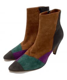 PELLICO（ペリーコ）の古着「スエードショートブーツ / クレイジーパターン / マルチカラー」｜マルチカラー