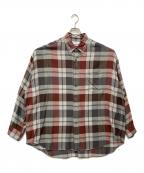 Graphpaperグラフペーパー）の古着「Viscose check oversized b.d. shirt」｜レッド