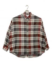 Graphpaper（グラフペーパー）の古着「Viscose check oversized b.d. shirt」｜レッド