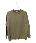 COMOLIコモリ）の古着「インレイ起毛 長袖クルー」｜オリーブ