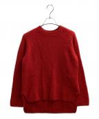 BATONERバトナ―）の古着「CASHMERE FOX FLARE SLEEVE CREW NECK / カシミア フォックス フレアスリーブ クルーネックニット」｜レッド