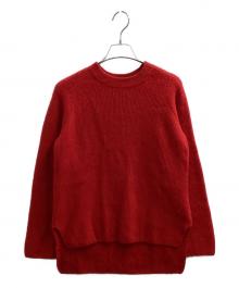 BATONER（バトナ―）の古着「CASHMERE FOX FLARE SLEEVE CREW NECK / カシミア フォックス フレアスリーブ クルーネックニット」｜レッド