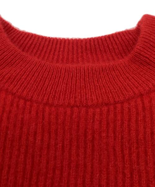 BATONER（バトナ―）BATONER (バトナ―) CASHMERE FOX FLARE SLEEVE CREW NECK / カシミア フォックス フレアスリーブ クルーネックニット レッド サイズ:1の古着・服飾アイテム