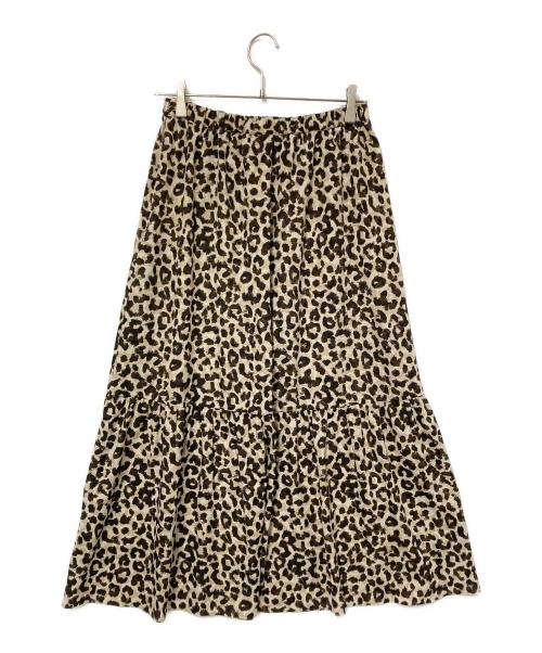 BALLSEY（ボールジィ）BALLSEY (ボールジィ) レオパードプリント ギャザーロングスカート ベージュ サイズ:36の古着・服飾アイテム