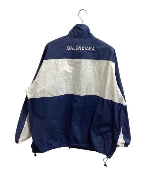 BALENCIAGA（バレンシアガ）BALENCIAGA (バレンシアガ) TRACKSUIT POPLIN SHIRT JACKET　571434 ネイビー×ホワイト サイズ:44の古着・服飾アイテム