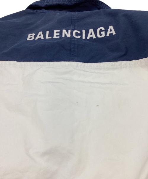 BALENCIAGA（バレンシアガ）BALENCIAGA (バレンシアガ) TRACKSUIT POPLIN SHIRT JACKET　571434 ネイビー×ホワイト サイズ:44の古着・服飾アイテム