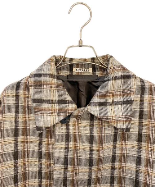 AURALEE（オーラリー）AURALEE (オーラリー) DOUBLE FACE CHECK SOUTIEN COLLAR COAT ベージュ サイズ:５の古着・服飾アイテム