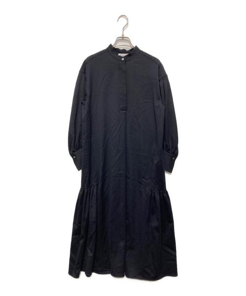 1er Arrondissement（プルミエ アロンディスモン）1er Arrondissement (プルミエ アロンディスモン) ウールサテンシャツワンピース ネイビー サイズ:36の古着・服飾アイテム