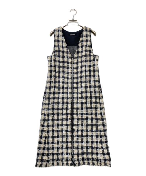 LOUNIE（ルーニー）LOUNIE (ルーニー) チェックツイード ジャンパースカート グレー×アイボリー サイズ:size36の古着・服飾アイテム