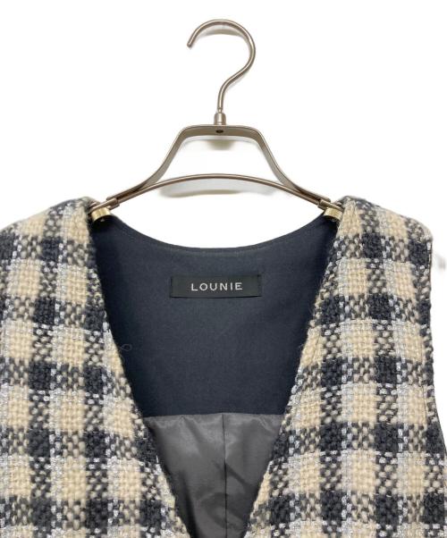 LOUNIE（ルーニー）LOUNIE (ルーニー) チェックツイード ジャンパースカート グレー×アイボリー サイズ:size36の古着・服飾アイテム