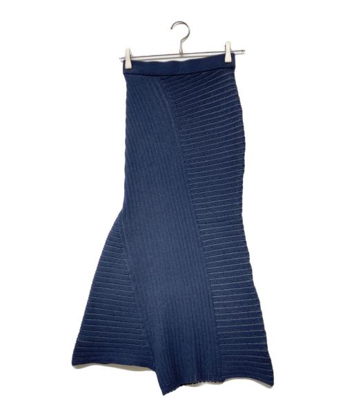 L'AUBE BLANC（ローブ ブラン）L'AUBE BLANC (ローブ ブラン) Panel Rib Knit Skirt(パネル リブ ニット スカート) ネイビー サイズ:Freeの古着・服飾アイテム