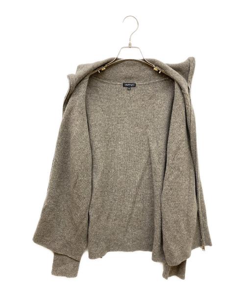 INDIVI（インディヴィ）INDIVI (インディヴィ) カラーネップ ダブルジップカーディガン ブラウン サイズ:38の古着・服飾アイテム