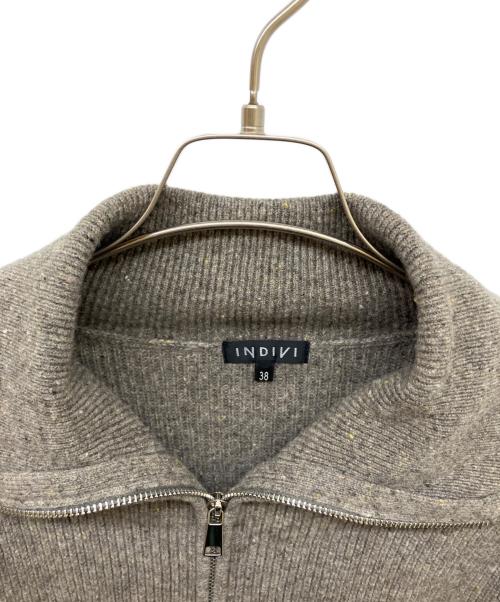 INDIVI（インディヴィ）INDIVI (インディヴィ) カラーネップ ダブルジップカーディガン ブラウン サイズ:38の古着・服飾アイテム
