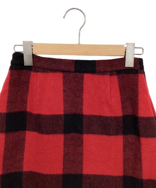 POLO RALPH LAUREN（ポロ・ラルフローレン）POLO RALPH LAUREN (ポロ・ラルフローレン) ウールチェックラップスカート レッドの古着・服飾アイテム