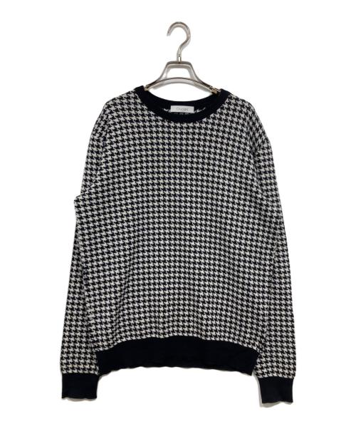 Cruciani（クルチアーニ）Cruciani (クルチアーニ) 千鳥柄クルーネックニット ブラック×ホワイト サイズ:50の古着・服飾アイテム