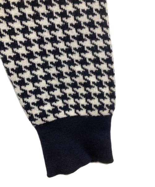 Cruciani（クルチアーニ）Cruciani (クルチアーニ) 千鳥柄クルーネックニット ブラック×ホワイト サイズ:50の古着・服飾アイテム
