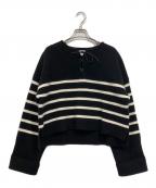 THIRD MAGAZINEサードマガジン）の古着「レースアップボーダーニット」｜ブラック