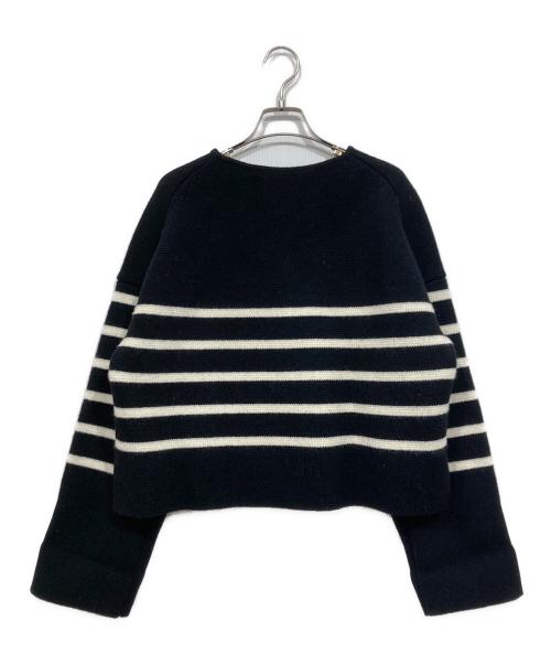 THIRD MAGAZINE（サードマガジン）THIRD MAGAZINE (サードマガジン) レースアップボーダーニット ブラック サイズ:9の古着・服飾アイテム