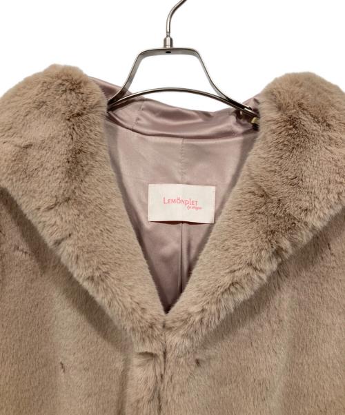 LEMONPLET（レモンプレット）LEMONPLET (レモンプレット) フェイクファーフードコート ベージュ サイズ:Sの古着・服飾アイテム