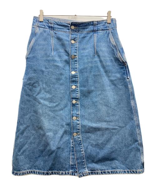 POLO RALPH LAUREN（ポロ・ラルフローレン）POLO RALPH LAUREN (ポロ・ラルフローレン) Aライン ボタン フロント デニム ミディスカート ブルー サイズ:W28の古着・服飾アイテム
