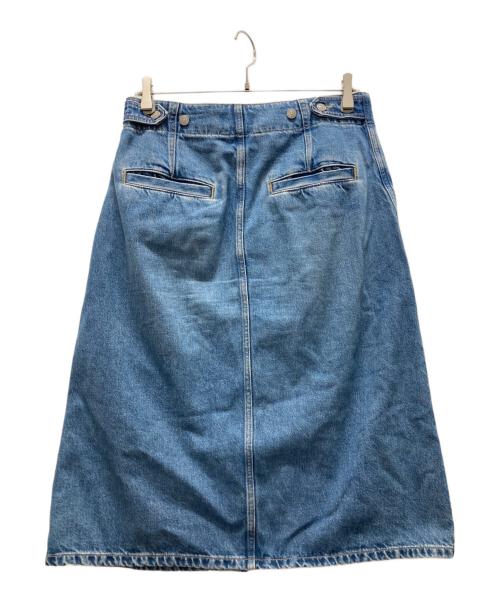 POLO RALPH LAUREN（ポロ・ラルフローレン）POLO RALPH LAUREN (ポロ・ラルフローレン) Aライン ボタン フロント デニム ミディスカート ブルー サイズ:W28の古着・服飾アイテム