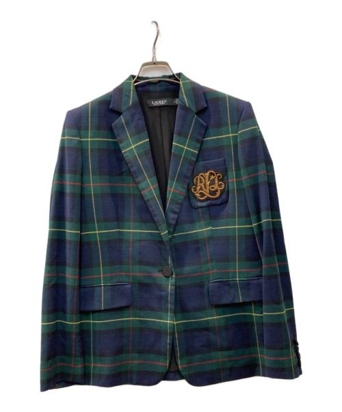 LAUREN RALPH LAUREN（ローレンラルフローレン）LAUREN RALPH LAUREN (ローレンラルフローレン) ブリオン プラッド ウールブレンド ツイル ブレザー グリーン サイズ:4の古着・服飾アイテム