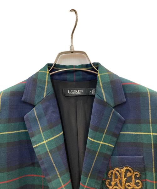 LAUREN RALPH LAUREN（ローレンラルフローレン）LAUREN RALPH LAUREN (ローレンラルフローレン) ブリオン プラッド ウールブレンド ツイル ブレザー グリーン サイズ:4の古着・服飾アイテム