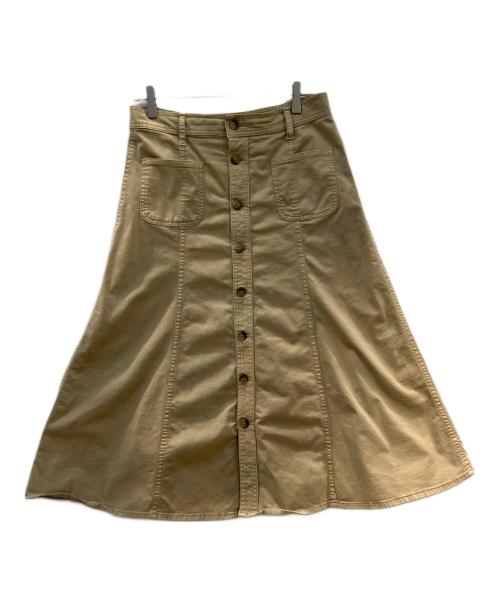 POLO RALPH LAUREN（ポロ・ラルフローレン）POLO RALPH LAUREN (ポロ・ラルフローレン) フロントボタンコットンツイルAラインスカート ベージュ サイズ:6の古着・服飾アイテム