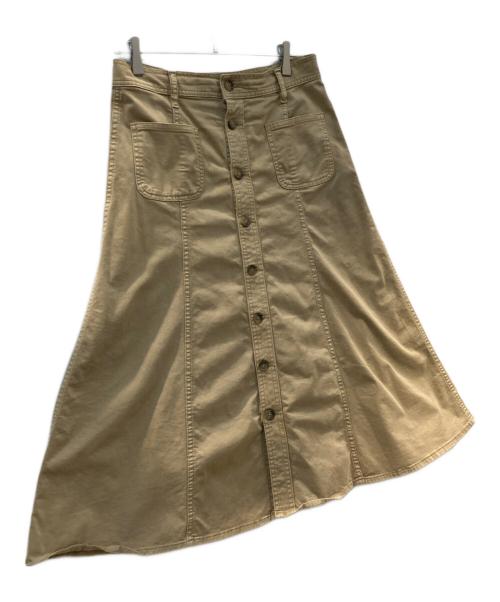 POLO RALPH LAUREN（ポロ・ラルフローレン）POLO RALPH LAUREN (ポロ・ラルフローレン) フロントボタンコットンツイルAラインスカート ベージュ サイズ:6の古着・服飾アイテム