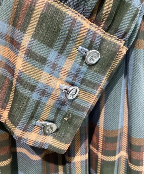 LAUREN RALPH LAUREN（ローレン ラルフ ローレン）LAUREN RALPH LAUREN (ローレン ラルフ ローレン) プラッド クリンクル ジョーゼット タイネック ドレス ブルー サイズ:6の古着・服飾アイテム