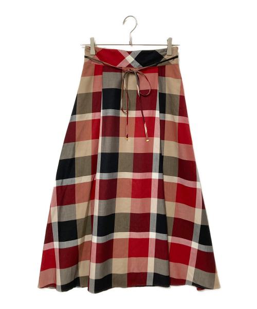 BLUE LABEL CRESTBRIDGE（ブルーレーベルクレストブリッジ）BLUE LABEL CRESTBRIDGE (ブルーレーベルクレストブリッジ) チェックスカート レッド サイズ:38の古着・服飾アイテム