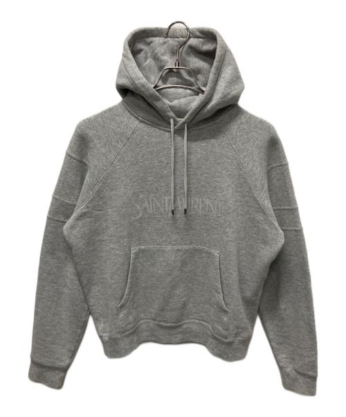 Saint Laurent Paris（サンローランパリ）Saint Laurent Paris (サンローランパリ) ロゴ刺繍フーディ グレー サイズ:Lの古着・服飾アイテム