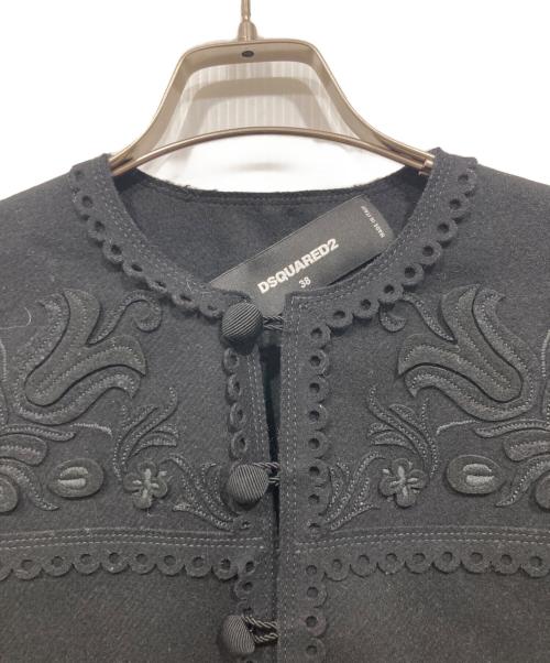 DSQUARED2（ディースクエアード）DSQUARED2 (ディースクエアード) フリンジケープコート ブラック サイズ:38の古着・服飾アイテム