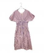 ne quittez pasヌキテパ）の古着「Cotton Voile Stripe Waist Gather Dress」｜ピンク