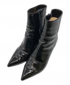 FABIO RUSCONIファビオルスコーニ）の古着「エナメルショートブーツ」｜ブラック