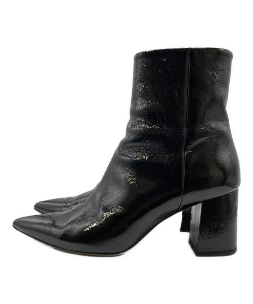 FABIO RUSCONI（ファビオルスコーニ）FABIO RUSCONI (ファビオルスコーニ) エナメルショートブーツ ブラック サイズ:39の古着・服飾アイテム