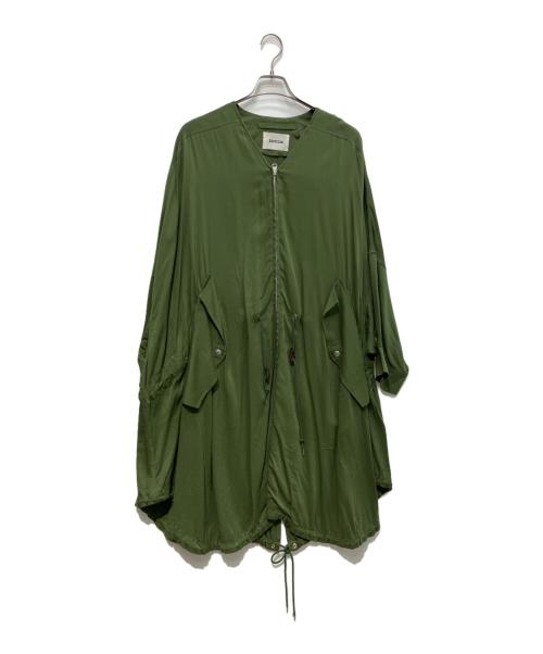 ZUCCA（ズッカ）ZUCCA (ズッカ) レーヨンノーカラーボリュームコート オリーブ サイズ:Mの古着・服飾アイテム
