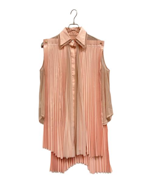SEIVSON（セイヴソン）SEIVSON (セイヴソン) ストライププリーツロングシャツ ピンク サイズ:Freeの古着・服飾アイテム