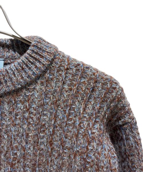 PRADA（プラダ）PRADA (プラダ) カシミヤ混クルーネックラメニット ブラウン×スカイブルー サイズ:38の古着・服飾アイテム