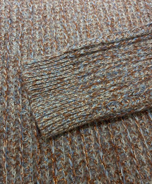 PRADA（プラダ）PRADA (プラダ) カシミヤ混クルーネックラメニット ブラウン×スカイブルー サイズ:38の古着・服飾アイテム