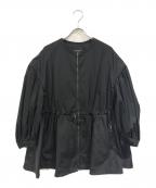 VERMEIL par ienaヴェルメイユ パー イエナ）の古着「ノーカラーギャザーZIPブルゾン」｜ブラック