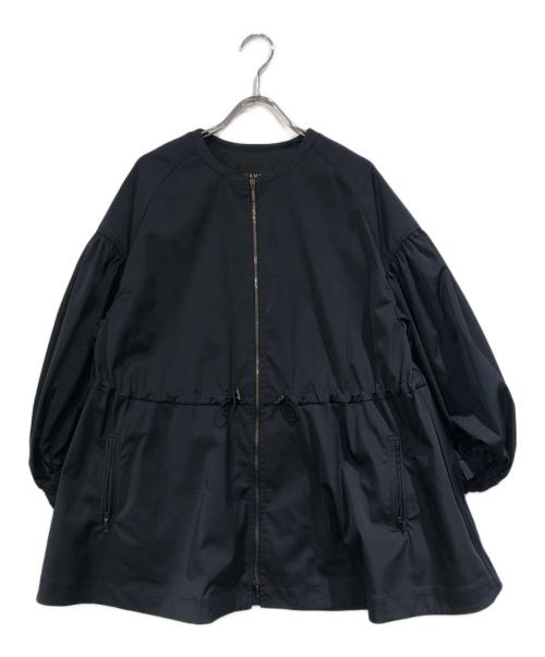 VERMEIL par iena（ヴェルメイユ パー イエナ）VERMEIL par iena (ヴェルメイユ パー イエナ) ノーカラーギャザーZIPブルゾン ネイビー サイズ:SIZE Freeの古着・服飾アイテム