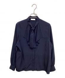 BALLSEY（ボールジィ）の古着「クリアデシン フリルボウタイブラウス」｜ネイビー