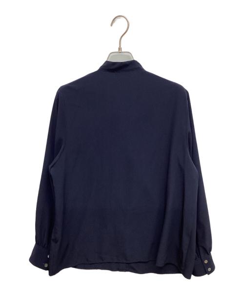 BALLSEY（ボールジィ）BALLSEY (ボールジィ) クリアデシン フリルボウタイブラウス ネイビー サイズ:36の古着・服飾アイテム