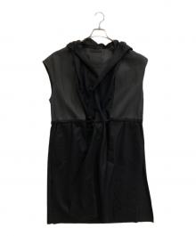 Rawtus（ロゥタス）の古着「レザー切替ロングベスト」｜ブラウン