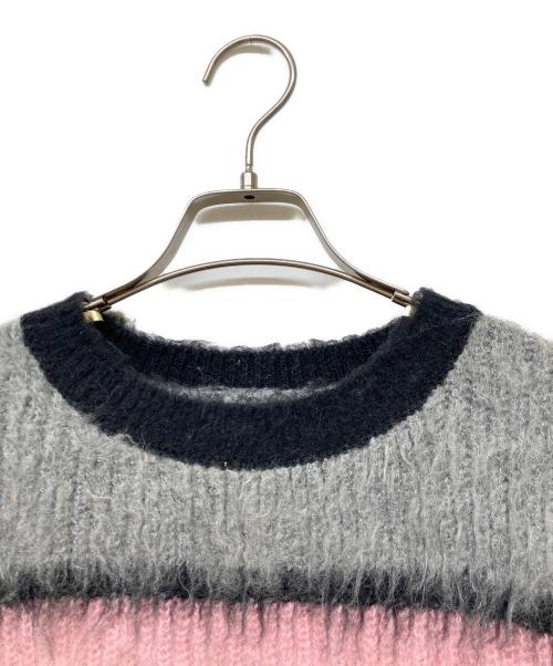 MAISON SPECIAL（メゾンスペシャル）MAISON SPECIAL (メゾンスペシャル) Multi Border Short Length Knit Tops(マルチ ボーダー ショート レングス ニット トップス) ピンク サイズ:Freeの古着・服飾アイテム