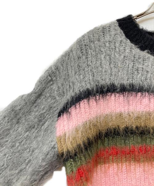 MAISON SPECIAL（メゾンスペシャル）MAISON SPECIAL (メゾンスペシャル) Multi Border Short Length Knit Tops(マルチ ボーダー ショート レングス ニット トップス) ピンク サイズ:Freeの古着・服飾アイテム